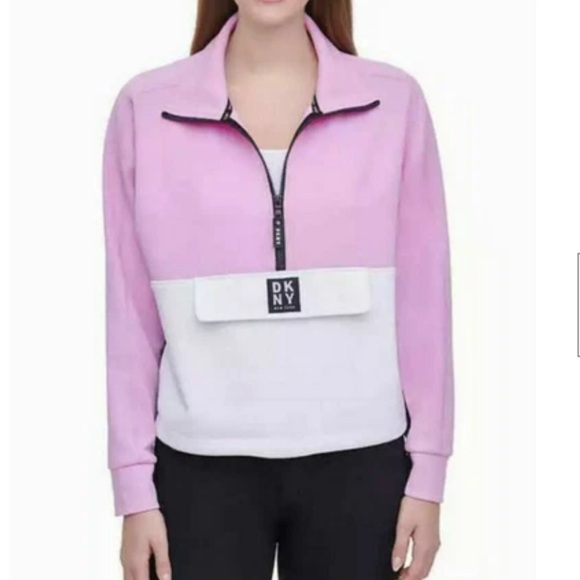 DKNY Women's 1/2 Zip‎ Pullover sweatshirt lightweight sporty Jacket Sz XL - Picture 3 of 12